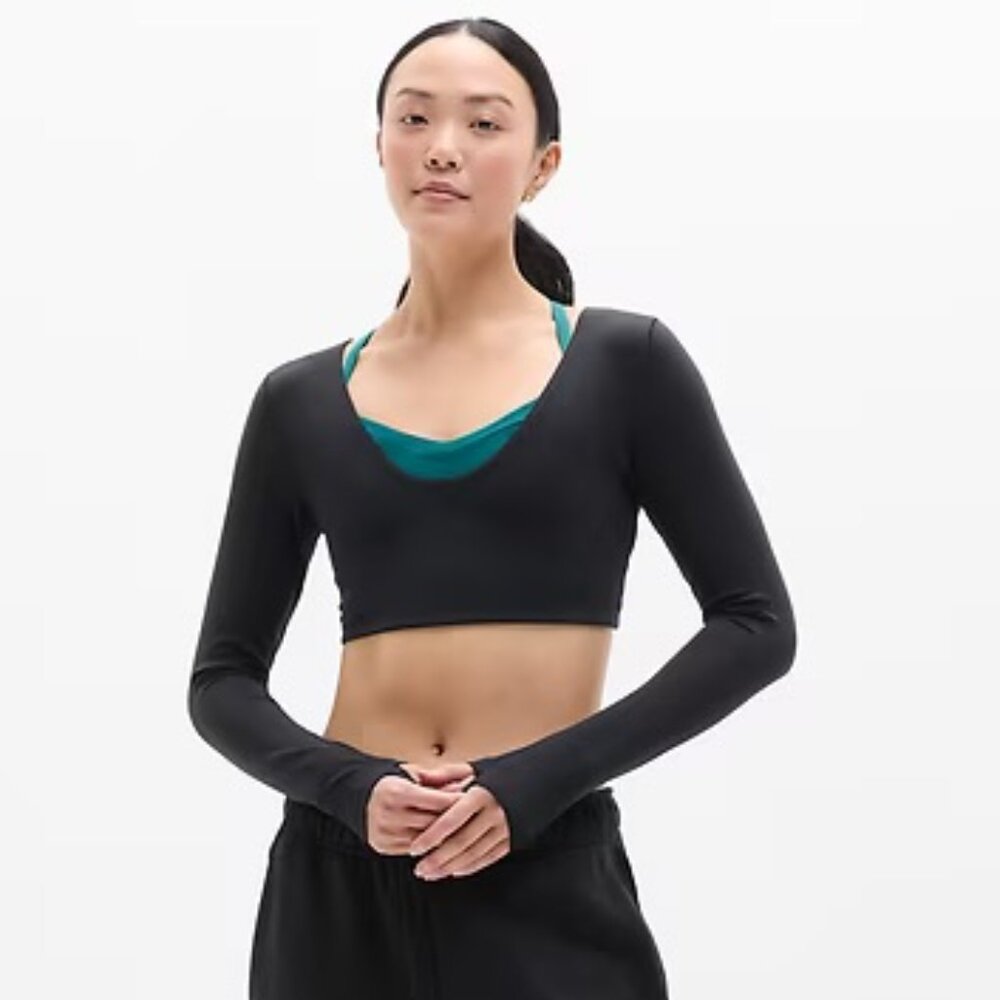 Athleta Transcend Scoop Crop Top Black Size Small